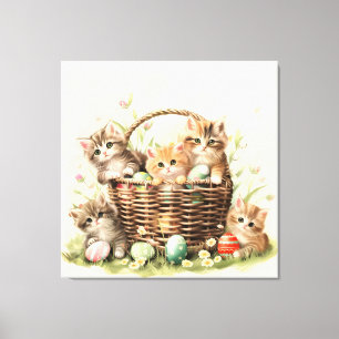 Toile Panier de Pâques de Chatte-Printemps