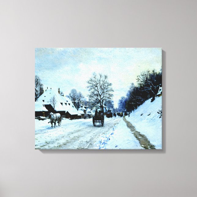 Toile Panier sur la route couverte de neige avec la ferm (Recto)
