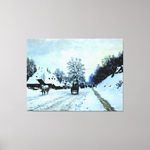Toile Panier sur la route couverte de neige avec la ferm