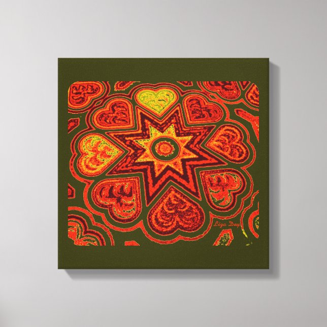 Toile Panneau "Cœurs Pleins d'Amour" (Rustiques)(Orange) (Recto)