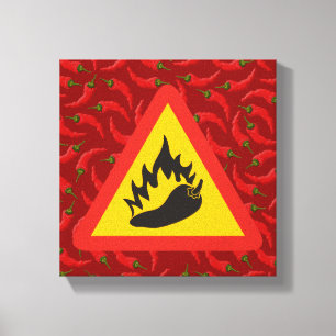 Toile Panneau de danger de piment chaud