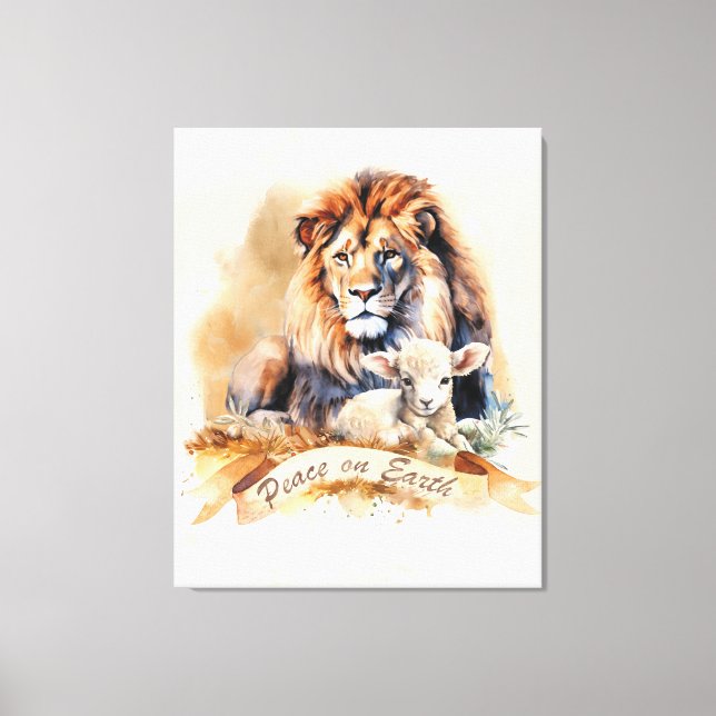 Toile Panneau de Noël Lion et Agneau (Recto)