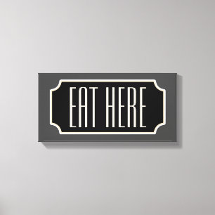 Toile Panneau de restaurant 'Manger ici' décoration de c