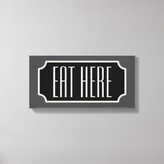 Toile Panneau de restaurant 'Manger ici' décoration de c
