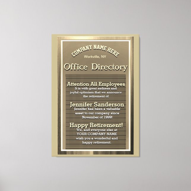 Toile Panneau de retrait Vintage or personnalisé (Recto)