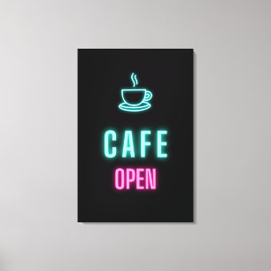 Toile Panneau du café Neon ouvert