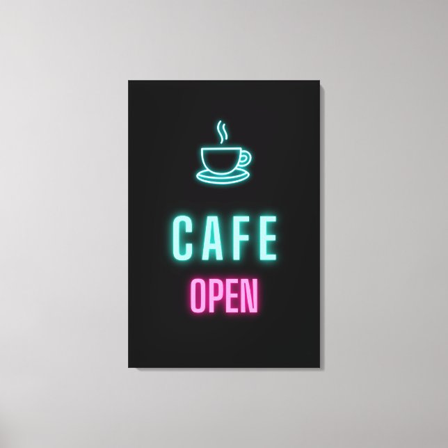 Toile Panneau du café Neon ouvert (Recto)