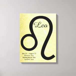 Toile Panneau Leo Horoscope or et Black Wall Art