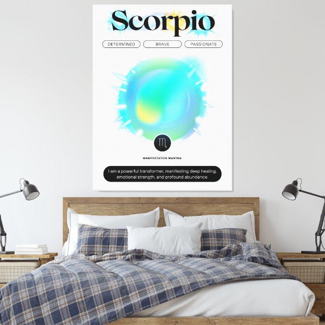 Toile Panneau moderne Zodiac Scorpio Quote d'eau Élément (Insitu(Chambre))