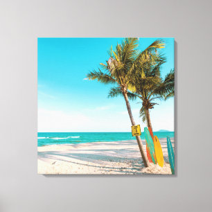 Toile Panneaux de surf sur la plage lancer oreiller