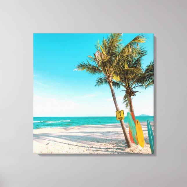 Toile Panneaux de surf sur la plage lancer oreiller (Recto)