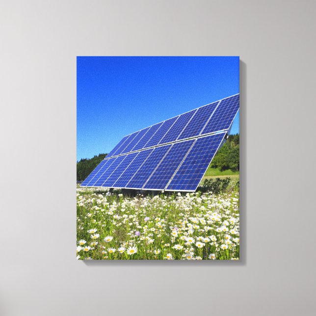 Toile Panneaux solaires et prairie verte (Recto)