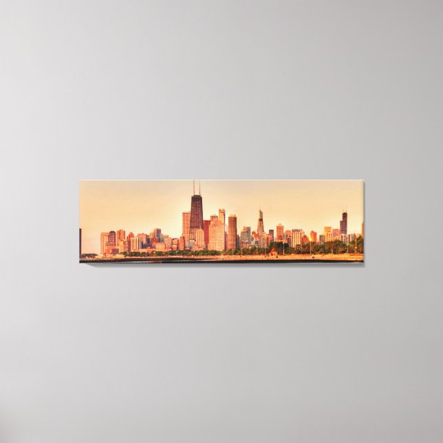 Toile Panorama de Chicago skyline au lever du soleil (Recto)