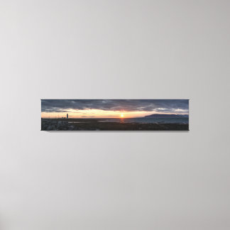 Toile panoramique Islande coucher de soleil