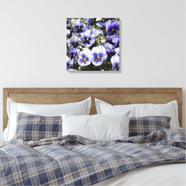Toile Pansies violettes de 16 po x 16 po (Insitu(Chambre))