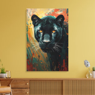 Toile Panthère noire artistique – Peinture à l'huile vib
