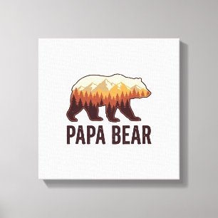 Toile Papa Bear silhouette ours vintage forêt T-Shirt_1