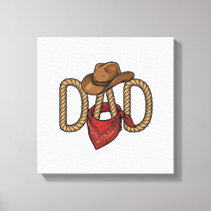 Toile Papa Cowboy Corda Chapeau Bandana Gravure Vintage