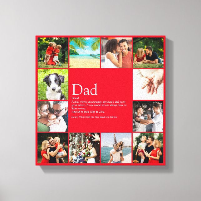 Toile Papa Daddy Father Définition 12 Photo Fun Rouge (Recto)