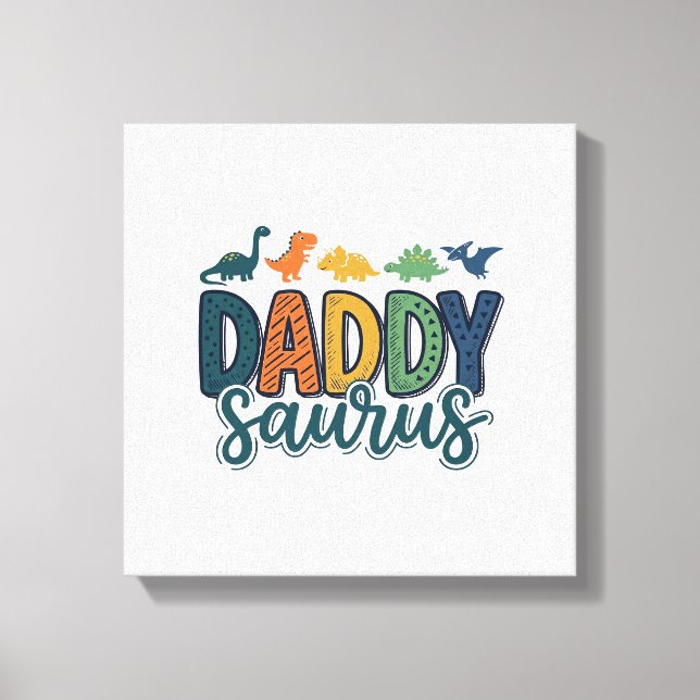Toile Papa Saurus Mignon Dinosaure Papa Conception de Ve (Recto)