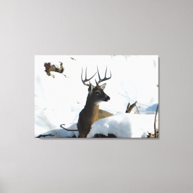 Toile Papier blanc Antlers hivernaux Cerfs Imprimer (Recto)