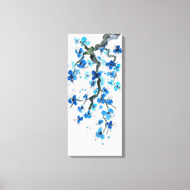 Toile Papier bleu japonais en fleurs (Recto)