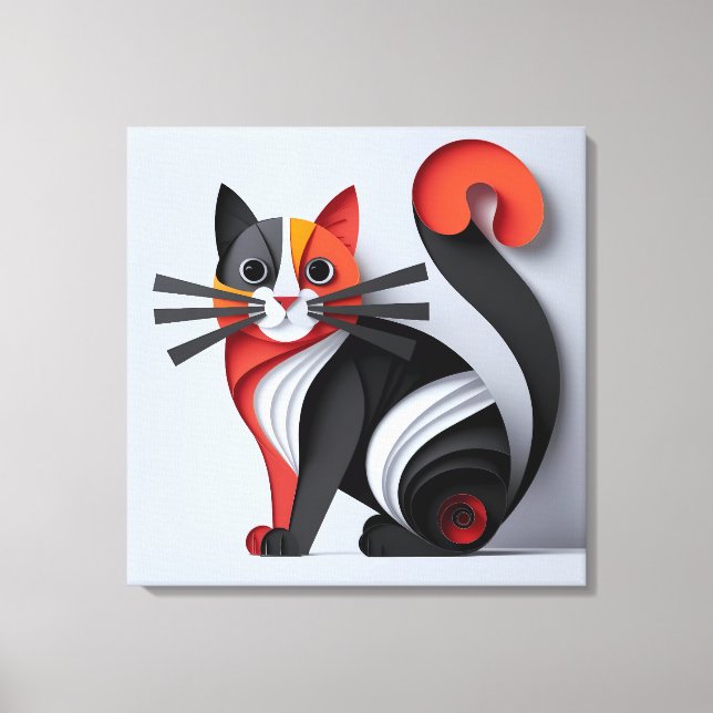 Toile Papier Coupé Art Chat : Décor Feline Feline (Recto)