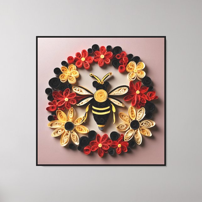 Toile Papier découpé en quilling Abeille et conception f (Recto)