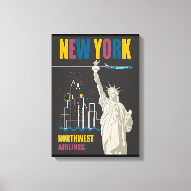 Toile Papier étiré New York Northwest Airlines (Recto)