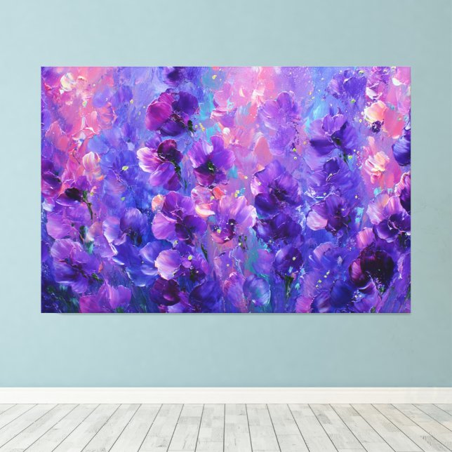Toile Papier Peint Abstrait Fleur Violet Pourpre (Insitu (Plancher de Bois))
