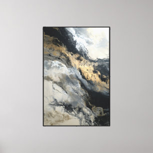 Toile Papier peint abstrait tourbillonnant marbre noir,