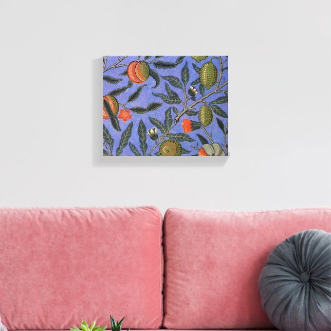 Toile Papier peint coloré Grenade Bleue de William Morri (Insitu(Salon))