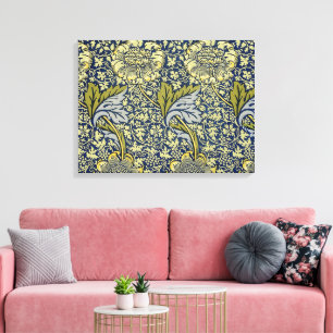 Toile Papier Peint Floral William Morris Kennet Bleu Or