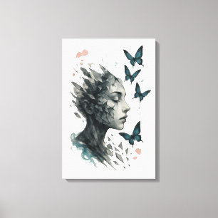 Toile Papier peint inspirant   Transformation papillon