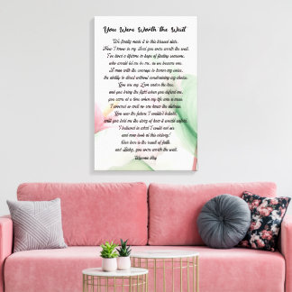 Toile Papier peint poème d'amour aquarelle pour mariage 