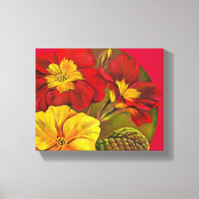 Toile Papier peint Primule floral rouge (Recto)