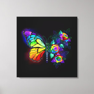 Toile Papillon arc-en-ciel