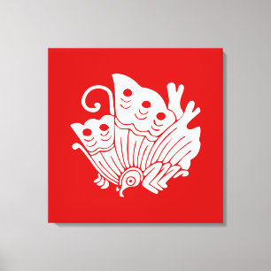 Toile Papillon asiatique Japonais Conception Kamon