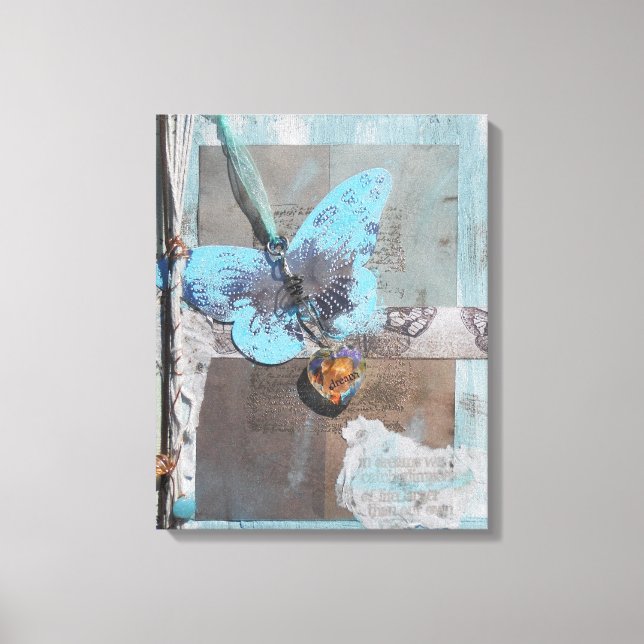 Toile Papillon Bleu Mélange Art (Recto)