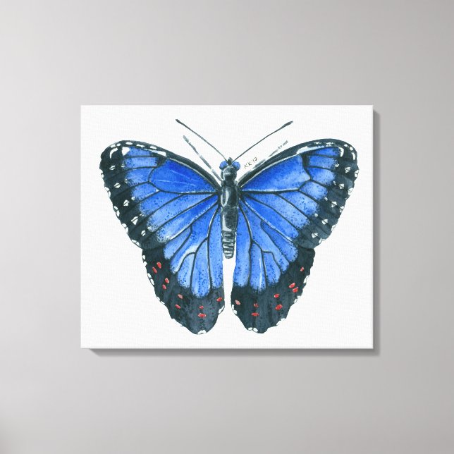Toile Papillon Blue Morpho peinture à l'aquarelle (Recto)