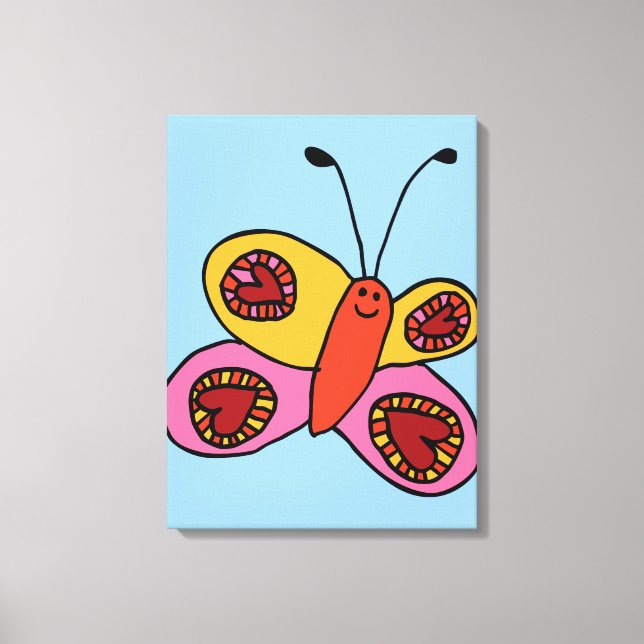 Toile Papillon de dessin animé coloré mignon (Recto)