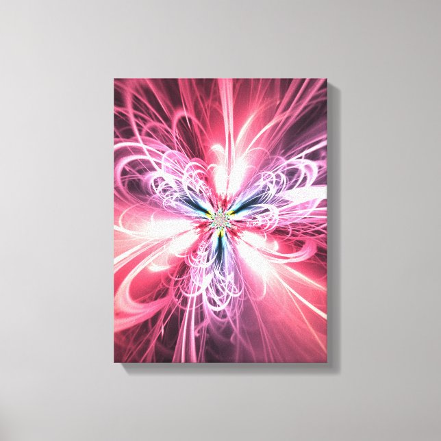 Toile Papillon d'énergie rose, art fractal (Recto)