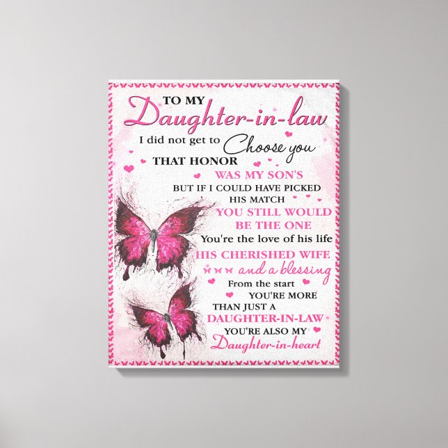 Toile Papillon DIL Vous êtes aussi ma fille dans le coeu (Recto)