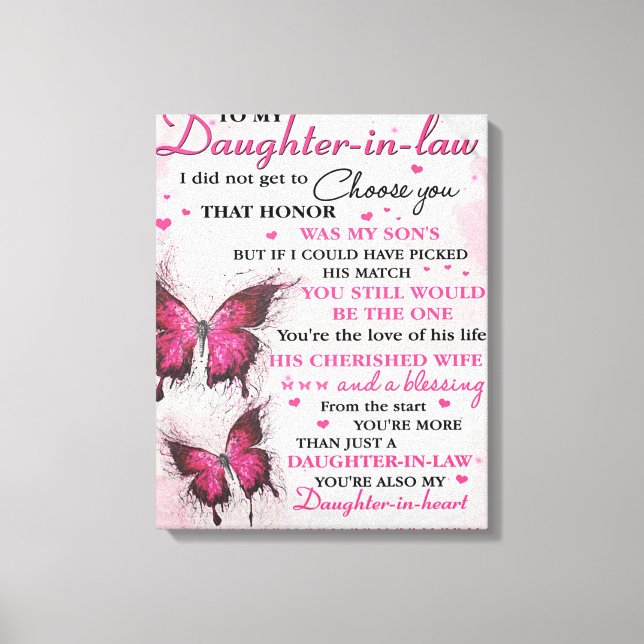 Toile Papillon DIL Vous êtes aussi ma fille dans le coeu (Recto)