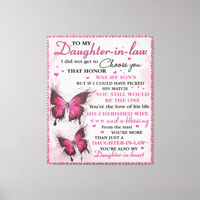 Toile Papillon DIL Vous êtes aussi ma fille dans le coeu (Recto)