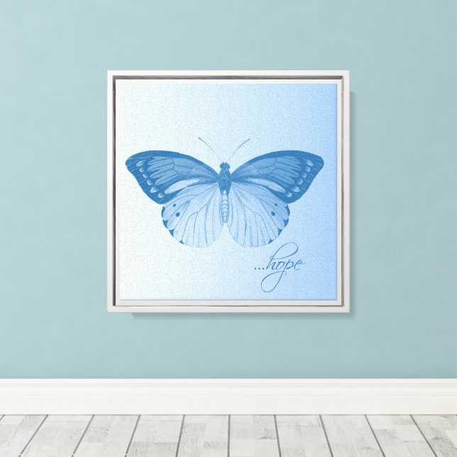 Toile Papillon Espoir Bleu (Insitu (Plancher de Bois))