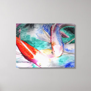 Toile Papillon Koi aquarelle peinture art japonais