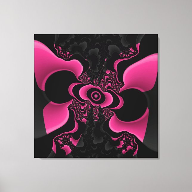 Toile Papillon noir et rose fractal (Recto)