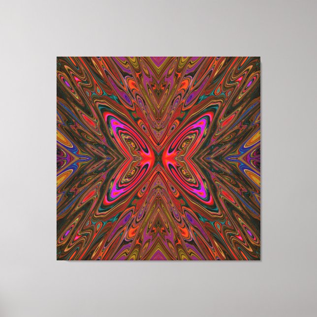 Toile Papillon orange et magenta abstrait et tripant (Recto)