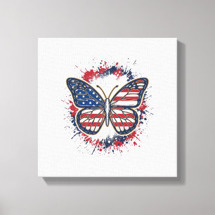 Toile Papillon Patriotique Gravure Vintage Vector Design